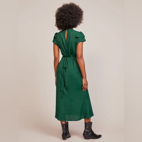 Reformation Romina Midi Dress, Emerald Green, Size 0 - Picture 7 of 8